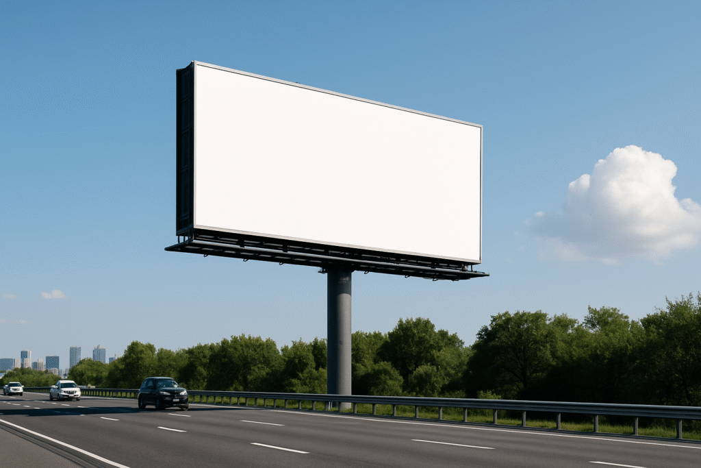 Valla publicitaria en autopista con mensaje impactante