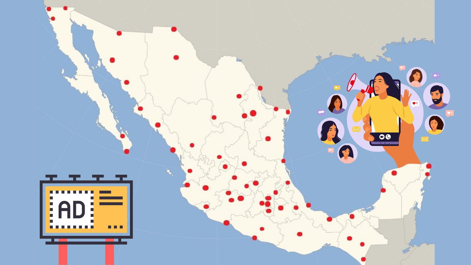 Mapa de cobertura para campaña de publicidad exterior.
